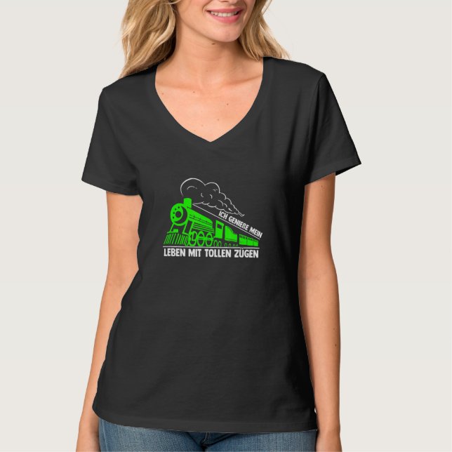Camiseta Mens Cheio De Vida Dos Comboios Modelo Ferroviário (Frente)