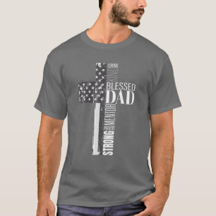 Camiseta Mens Christian abençoado Pai Americano Bandeira Re