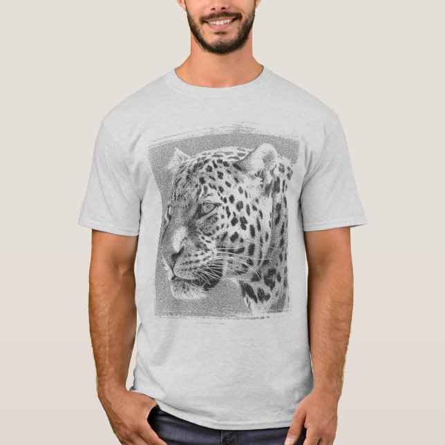 Camiseta Mens Clothing Leopard Head Modern Modelo Ash (Frente)