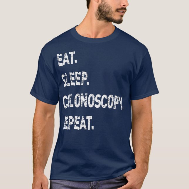 Camiseta Mens Comem Colonoscopia Do Sono Repetir Presente G (Frente)