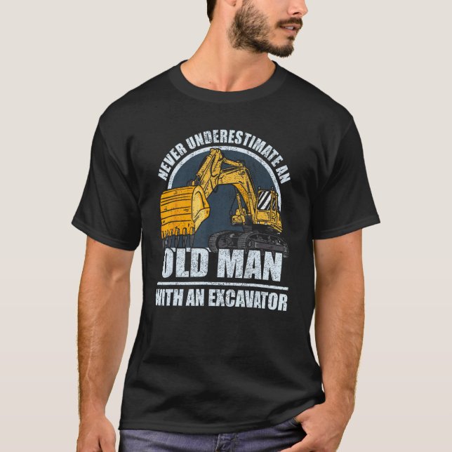 Camiseta Mens Construction Worker Heavy Equipment Excavator (Frente)