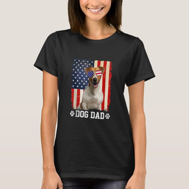 Camiseta Mens Cool Jack Russell Terrier Dog Dad American Fl (Frente)