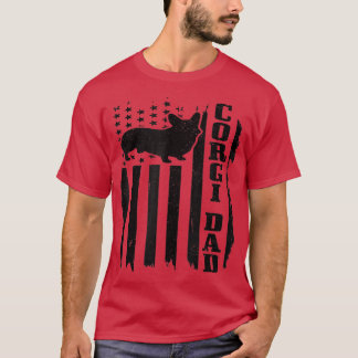 Camiseta Mens Corgi Pai Vintage American Flag Patriotic Cor