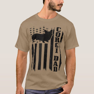 Camiseta Mens Corgi Pai Vintage American Flag Patriotic Cor