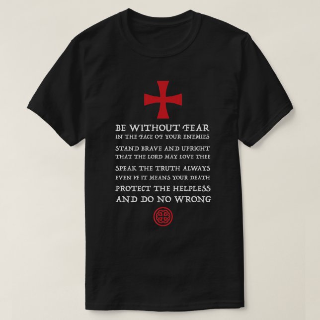 Camiseta Mens Crusader Knight Cavaleiros Templários Código  (Frente do Design)