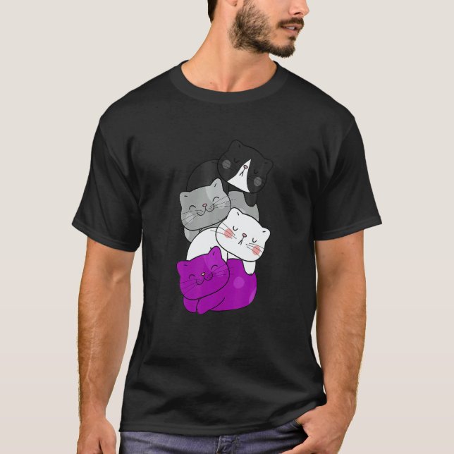 Camiseta Mens Cute LGB Asexual Flag Pride Cat LGB Cute Cats (Frente)