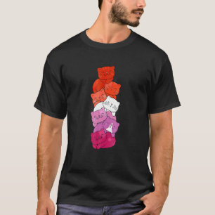 Camiseta Mens Cute Lgb Orgulho de Sinalizador Lésbica Cat L