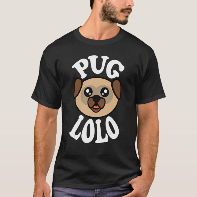 Camiseta Mens Cute Pug Lolo (Frente)