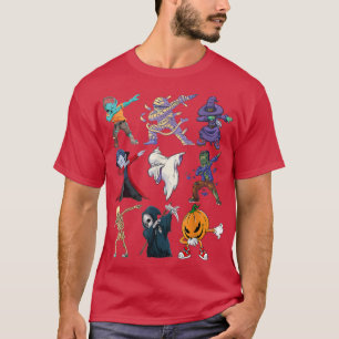 Camiseta Mens Dabbing Halloween Boys Skeleton Zombie Scarbi