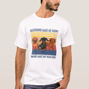 Camiseta Mens Dachshund Me Faz Feliz Cachorro Engraçado For