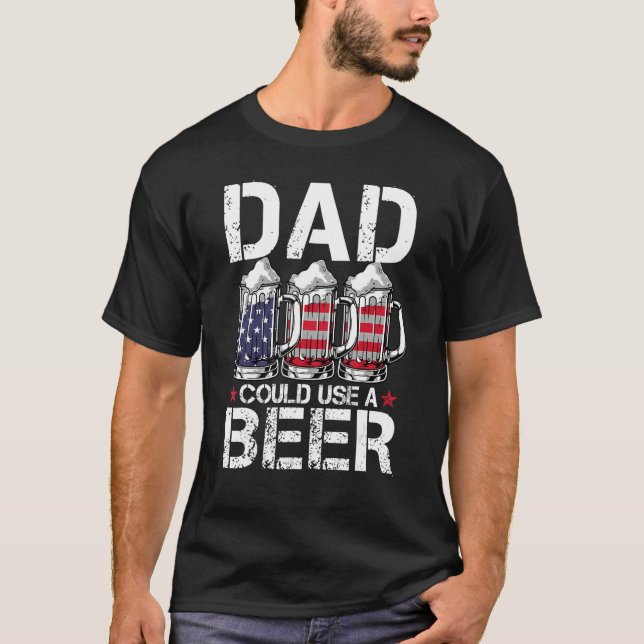Camiseta Mens  Dad Could Use Beer American Flag 4th Of July (Frente)