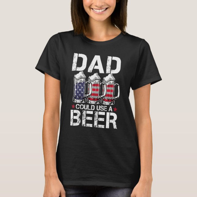 Camiseta Mens  Dad Could Use Beer American Flag 4th Of July (Frente)