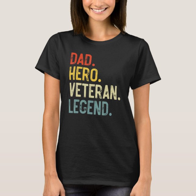 Camiseta Mens Dad Hero Veteran Legend Father's Day Dad Vete (Frente)