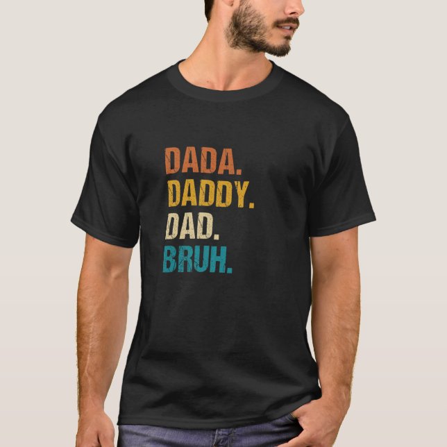 Camiseta Mens Dada Pai Bruh Crianças Engraçadas Filho Filha (Frente)