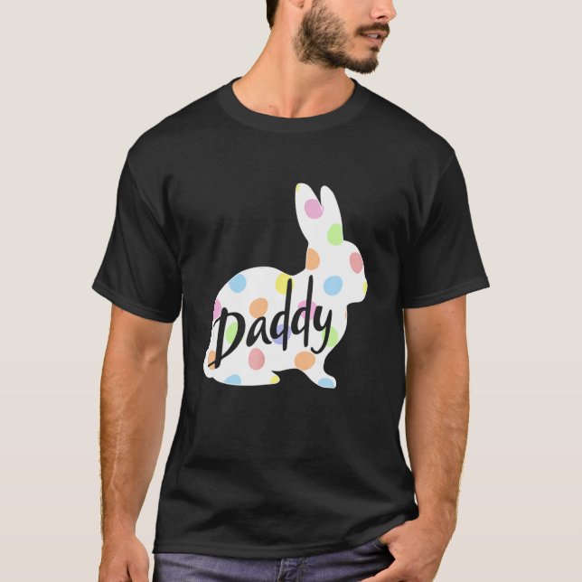 Camiseta Mens Daddy Bunny Easter Egg Polka Dot Bunny Rabbit (Frente)