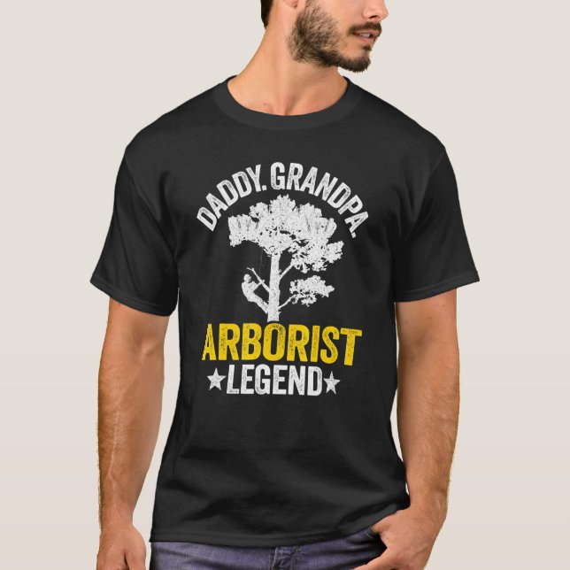 Camiseta Mens Daddy Grandpa Arborist Legend Tree Climbing D (Frente)