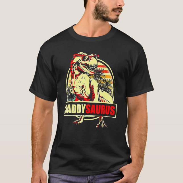 Camiseta Mens Daddysaurus Dia de os pais Rex Dinossaur Pai  (Frente)