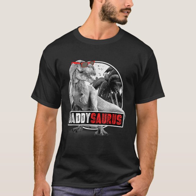 Camiseta Mens Daddysaurus Rex Pai Dinossauro Pai Saurus Fat (Frente)