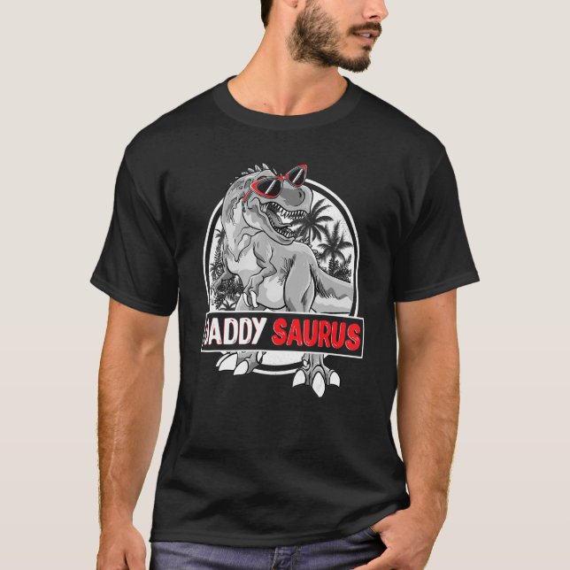 Camiseta Mens Daddysaurus T Rex Dinossaur Pai Engraçado Sau (Frente)