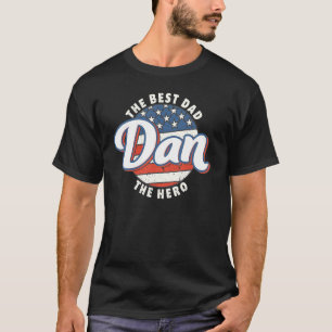 Camiseta Mens Dan Best Pai Hero US Flag Personalizado Padre