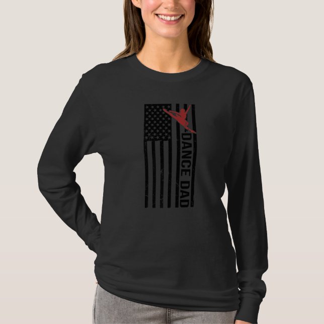 Camiseta Mens Dance Dad US Flag Dancing Father Of A Dancer  (Frente)