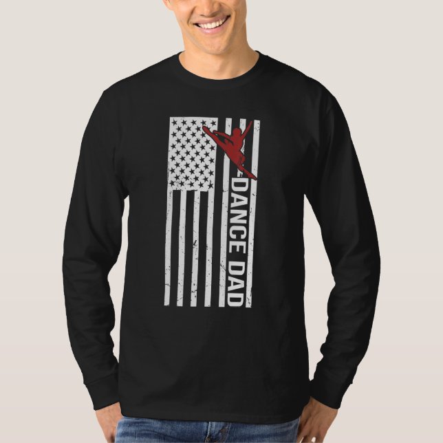 Camiseta Mens Dance Dad US Flag Dancing Father Of A Dancer  (Frente)
