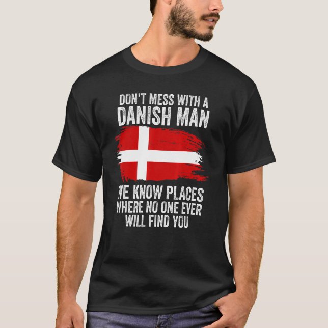 Camiseta Mens Danish Flag Dinamarca (Frente)