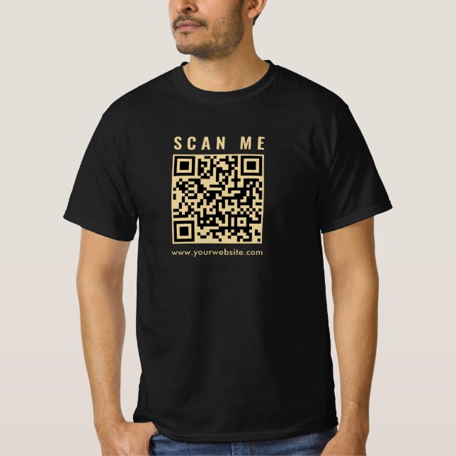 Camiseta Mens de Código QR de Empresa para Digitalização Do (Frente)