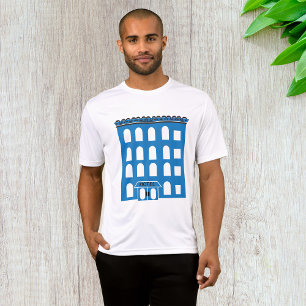 Camiseta Mens de Construção do Hotel Azul Ativos
