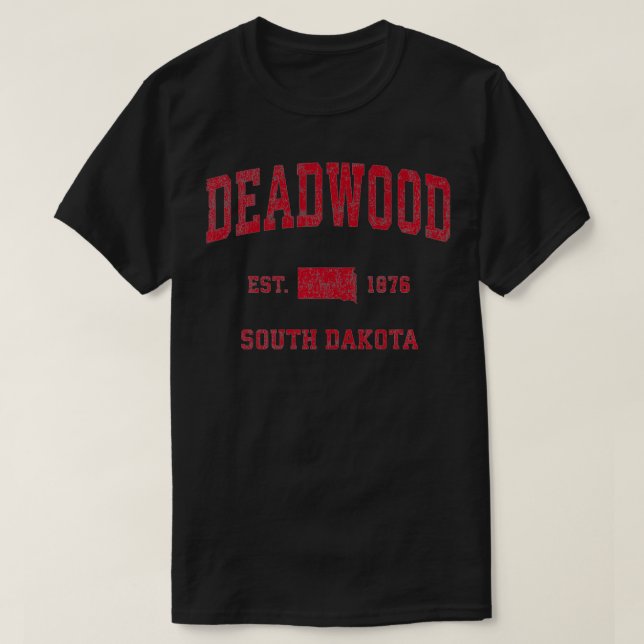 Camiseta Mens Deadwood Dakota do Sul Desenho Esportivo Vint (Frente do Design)