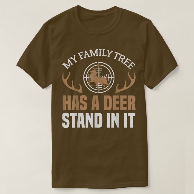 Camiseta Mens Deer Hunters Minha Árvore Familiar Tem Um Pé  (Frente do Design)