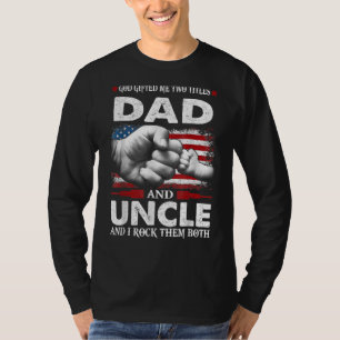 Camiseta Mens Dia de os pais Deus Me Deu Dois Títulos Pai E