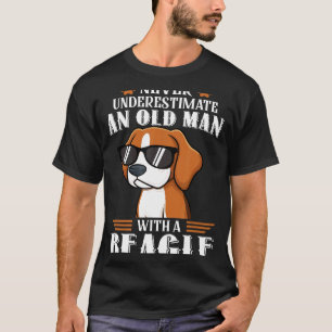 Camiseta Mens Dog Tee E Citação Nunca Subestime Um Velho