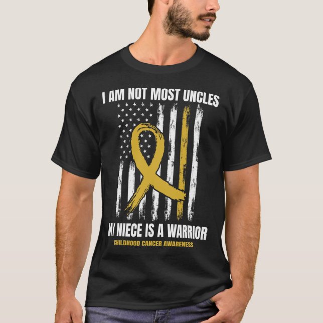Camiseta Mens Dourados Infância Cancer Conscientização (Frente)