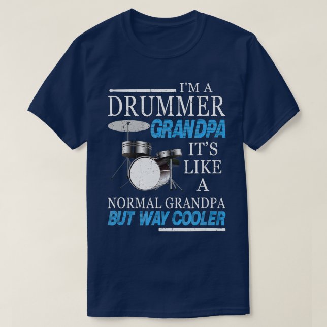 Camiseta Mens Drummer Vovô É Como Um Avô Normal (Frente do Design)