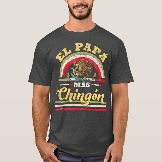 Camiseta Mens El Papa Mas Chingon Funny Mexican Flag Cool (Frente)