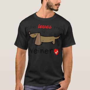 Camiseta Mens ela me ama por minha esposa engraçada