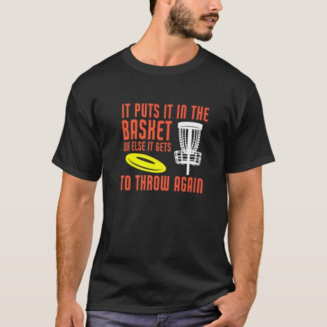 Camiseta Mens Ele Coloca No Golfe Do Disco De Golf (Frente)