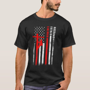 Camiseta Mens Electric Cable Lineman Marido Marido Pai Gord