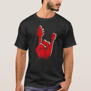 Camiseta Mens Electric Guitar Devil Horns Devil Hand Heav