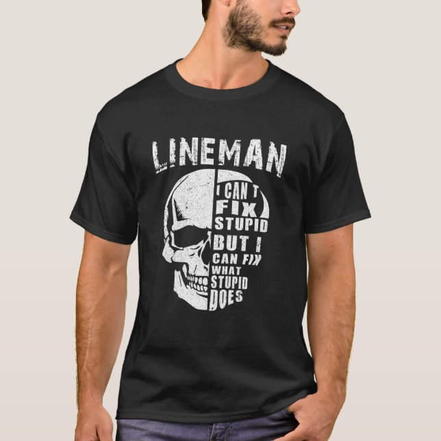 Camiseta Mens Electric Power Lineman I Não Consigo Corrigir (Frente)