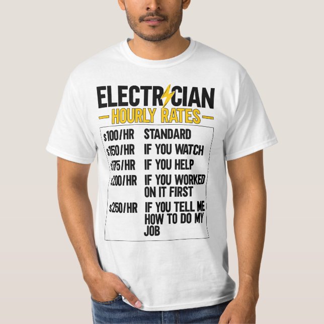 Camiseta Mens Electrician Hourly Rates Lineman Funny Electr (Frente)