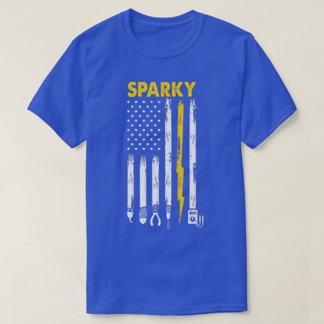 Camiseta Mens Eletronics US Flag Sparky (Frente do Design)