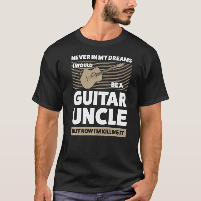 Camiseta Mens em meus sonhos Eu violaria tio guitarra, cara (Frente)