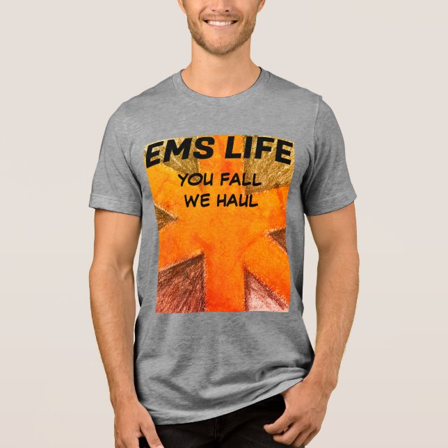 Camiseta Mens EMS Vida - estrela laranja da vida (Frente)