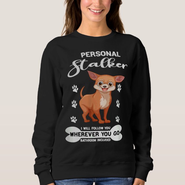 Camiseta Mens Engraçado Cachorro Chihuahua Personal Stalker (Frente)