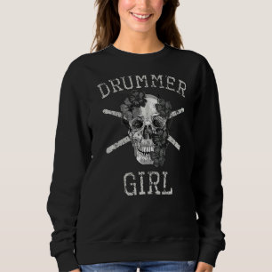 Camiseta Mens Engraçado Drummer Girl Drum Percussionista