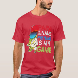 Camiseta Mens Engraçado Papá Meu Nome Pesca É Meu Jogo