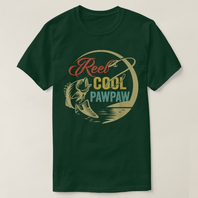 Camiseta Mens Engraçado Rolo Legal PawPaw Adorava Pescar  (Frente do Design)