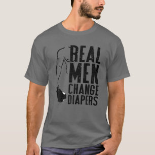 Camiseta Mens Engraçado T-shirt-Homens Reais Mudam Fraldas